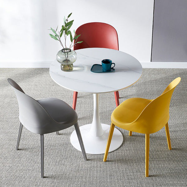 Round Dining Table Stone Top Dining Table in Black and White Tulip White Clearhalo 'Dining Tables & Seating' 'Dining Tables' 'dining_table' 'furn' 'furn_dining_table' 'Furniture' 'Kitchen & Dining Furniture' 5997659
