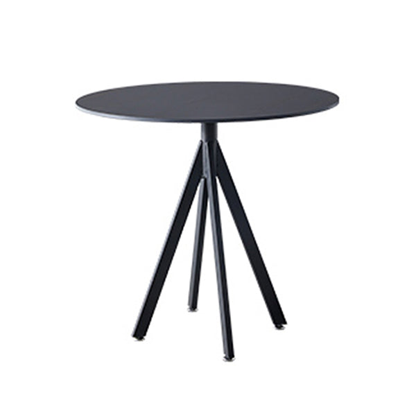 Round Dining Table Stone Top Dining Table in Black and White Legs Black Clearhalo 'Dining Tables & Seating' 'Dining Tables' 'dining_table' 'furn' 'furn_dining_table' 'Furniture' 'Kitchen & Dining Furniture' 5997660