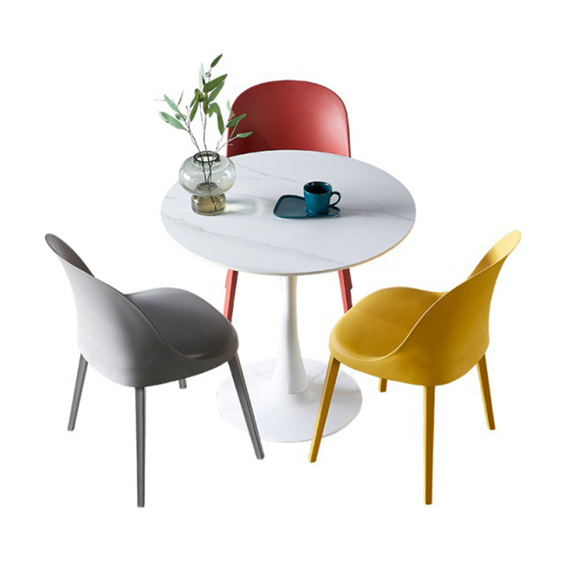 Round Dining Table Stone Top Dining Table in Black and White Clearhalo 'Dining Tables & Seating' 'Dining Tables' 'dining_table' 'furn' 'furn_dining_table' 'Furniture' 'Kitchen & Dining Furniture' 5997663