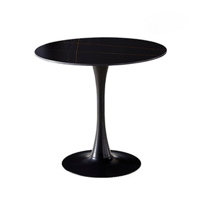 Round Dining Table Stone Top Dining Table in Black and White Tulip Black Clearhalo 'Dining Tables & Seating' 'Dining Tables' 'dining_table' 'furn' 'furn_dining_table' 'Furniture' 'Kitchen & Dining Furniture' 5997664