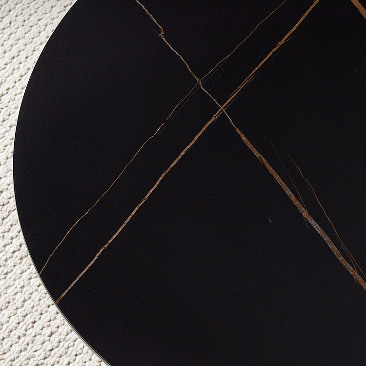 Round Dining Table Stone Top Dining Table in Black and White Clearhalo 'Dining Tables & Seating' 'Dining Tables' 'dining_table' 'furn' 'furn_dining_table' 'Furniture' 'Kitchen & Dining Furniture' 5997665