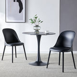 Round Dining Table Stone Top Dining Table in Black and White Clearhalo 'Dining Tables & Seating' 'Dining Tables' 'dining_table' 'furn' 'furn_dining_table' 'Furniture' 'Kitchen & Dining Furniture' 5997668