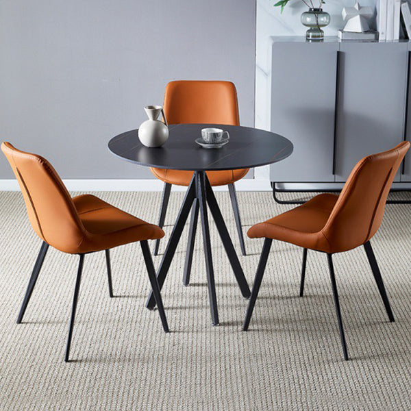 Round Dining Table Stone Top Dining Table in Black and White Clearhalo 'Dining Tables & Seating' 'Dining Tables' 'dining_table' 'furn' 'furn_dining_table' 'Furniture' 'Kitchen & Dining Furniture' 5997669