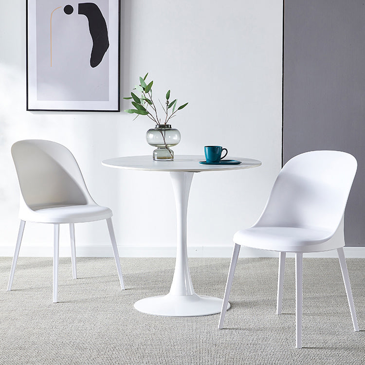Round Dining Table Stone Top Dining Table in Black and White Clearhalo 'Dining Tables & Seating' 'Dining Tables' 'dining_table' 'furn' 'furn_dining_table' 'Furniture' 'Kitchen & Dining Furniture' 5997671