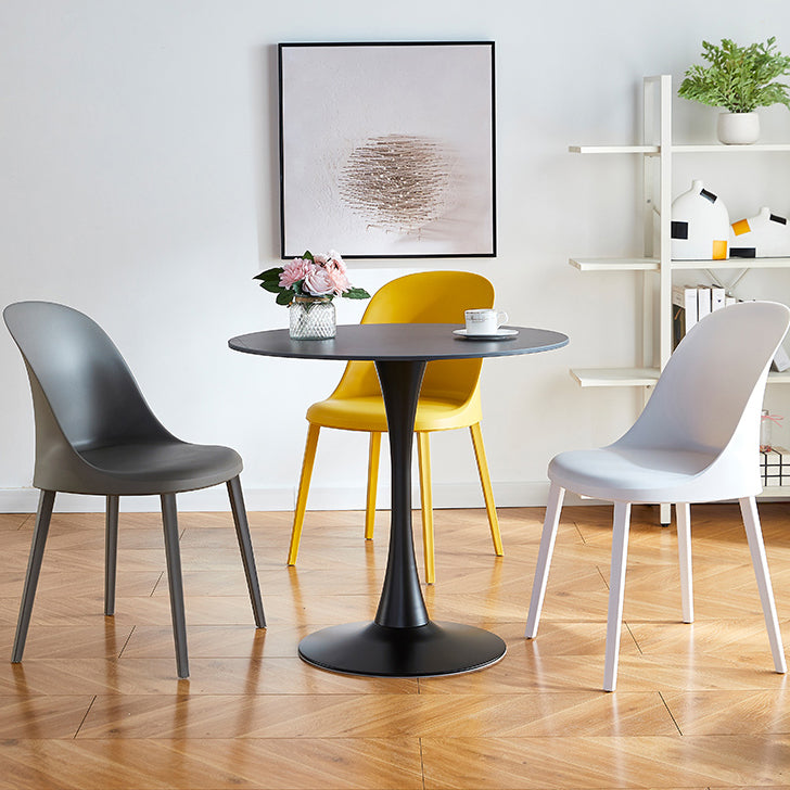 Round Dining Table Stone Top Dining Table in Black and White Clearhalo 'Dining Tables & Seating' 'Dining Tables' 'dining_table' 'furn' 'furn_dining_table' 'Furniture' 'Kitchen & Dining Furniture' 5997673