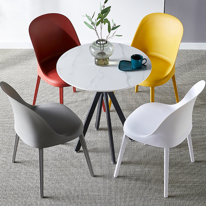 Round Dining Table Stone Top Dining Table in Black and White Clearhalo 'Dining Tables & Seating' 'Dining Tables' 'dining_table' 'furn' 'furn_dining_table' 'Furniture' 'Kitchen & Dining Furniture' 5997674