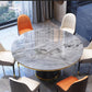 Round Sintered Stone Dining Table Modern Dining Turntable Furniture with Pedestal Base Gray Without Chairs Clearhalo 'Dining Tables & Seating' 'Dining Tables' 'dining_table' 'furn' 'furn_dining_table' 'Furniture' 'Kitchen & Dining Furniture' 5997681
