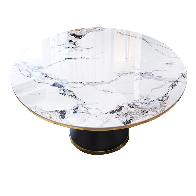 Round Sintered Stone Dining Table Modern Dining Turntable Furniture with Pedestal Base Clearhalo 'Dining Tables & Seating' 'Dining Tables' 'dining_table' 'furn' 'furn_dining_table' 'Furniture' 'Kitchen & Dining Furniture' 5997685