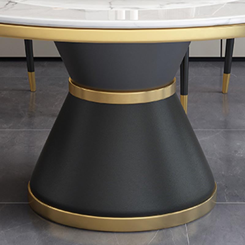 Round Sintered Stone Dining Table Modern Dining Turntable Furniture with Pedestal Base Clearhalo 'Dining Tables & Seating' 'Dining Tables' 'dining_table' 'furn' 'furn_dining_table' 'Furniture' 'Kitchen & Dining Furniture' 5997686