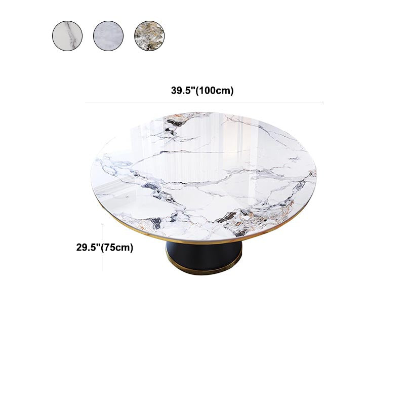 Round Sintered Stone Dining Table Modern Dining Turntable Furniture with Pedestal Base Clearhalo 'Dining Tables & Seating' 'Dining Tables' 'dining_table' 'furn' 'furn_dining_table' 'Furniture' 'Kitchen & Dining Furniture' 5997691