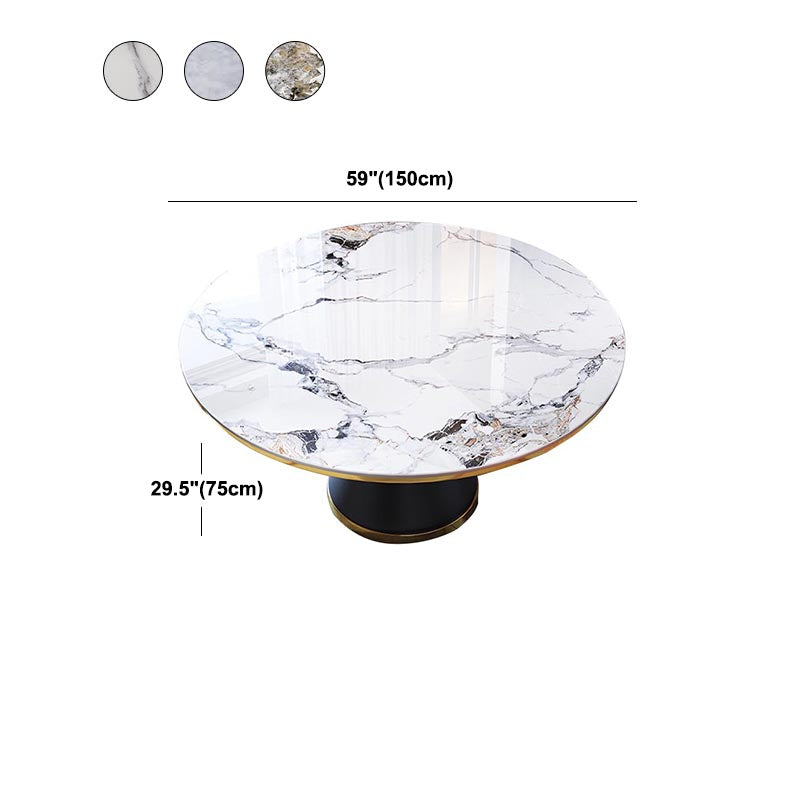 Round Sintered Stone Dining Table Modern Dining Turntable Furniture with Pedestal Base Clearhalo 'Dining Tables & Seating' 'Dining Tables' 'dining_table' 'furn' 'furn_dining_table' 'Furniture' 'Kitchen & Dining Furniture' 5997695