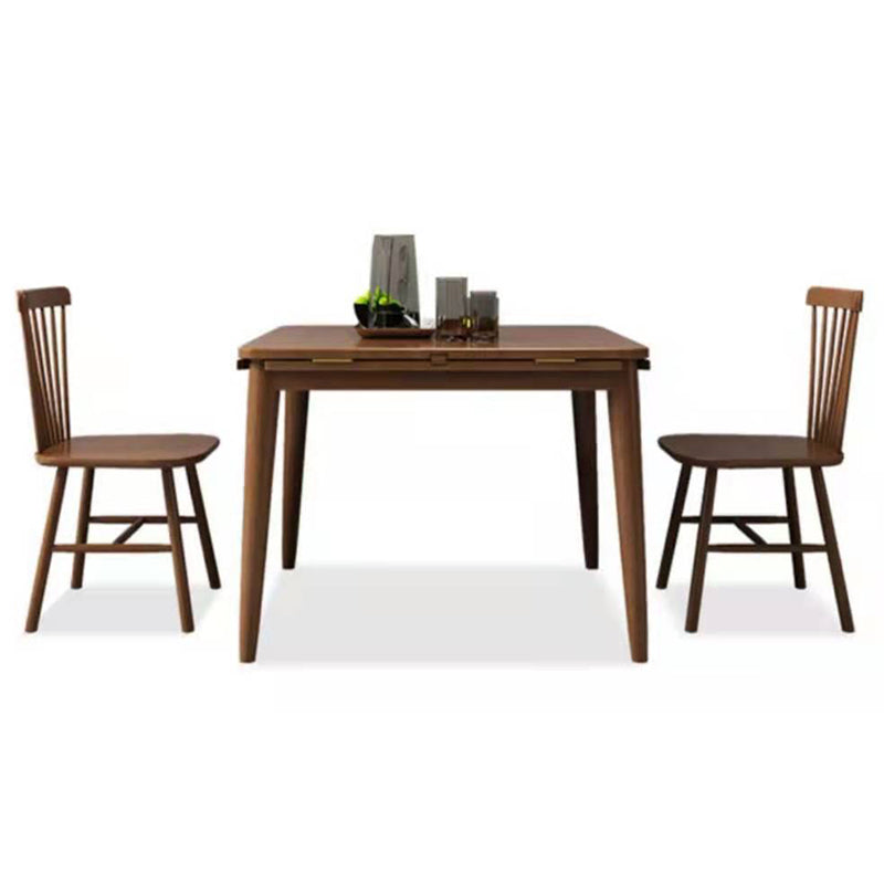 Mid-Century Modern Folding Dining Table Rubberwood Solid Wood Dining Table with 4 Legs