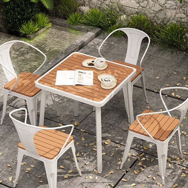 Table à manger carrée table à manger en bois récupéré industriel avec 4 jambes