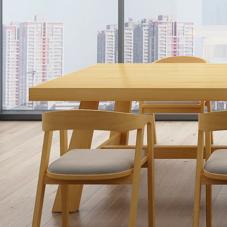 Table à manger en bois Table de luxe traditionnelle avec base de chevalets