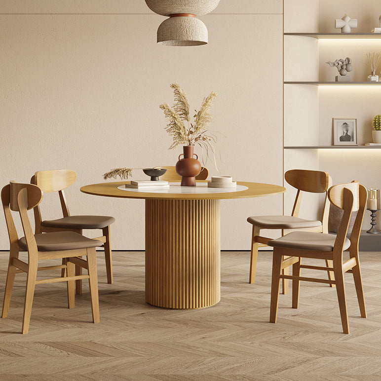 Round Dining Table Contemporary Dining Table with Solid Wood Pedestal