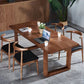 Mesa de comedor de madera sólida mesa rectangular contemporánea con base de trineo
