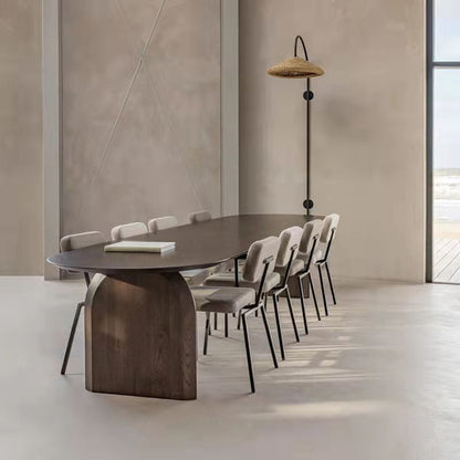 Oval Dining Table Pine Solid Wood Dining Table with Double Pedestal Walnut Without Chairs Clearhalo 'Dining Tables & Seating' 'Dining Tables' 'dining_table' 'furn' 'furn_dining_table' 'Furniture' 'Kitchen & Dining Furniture' 5997853