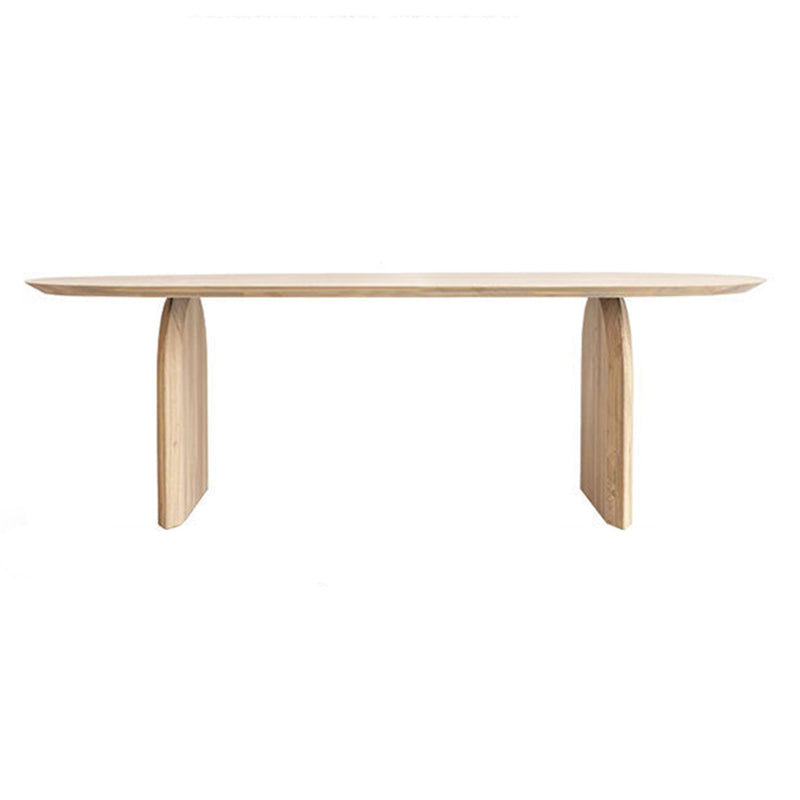 Oval Dining Table Pine Solid Wood Dining Table with Double Pedestal Natural Without Chairs Clearhalo 'Dining Tables & Seating' 'Dining Tables' 'dining_table' 'furn' 'furn_dining_table' 'Furniture' 'Kitchen & Dining Furniture' 5997854