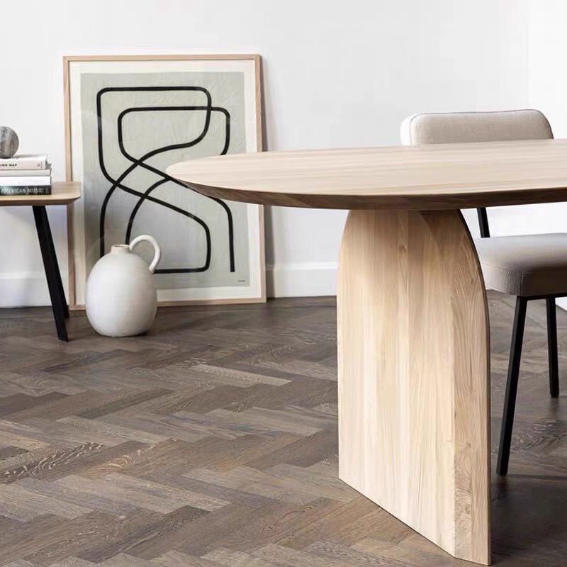 Oval Dining Table Pine Solid Wood Dining Table with Double Pedestal Clearhalo 'Dining Tables & Seating' 'Dining Tables' 'dining_table' 'furn' 'furn_dining_table' 'Furniture' 'Kitchen & Dining Furniture' 5997859