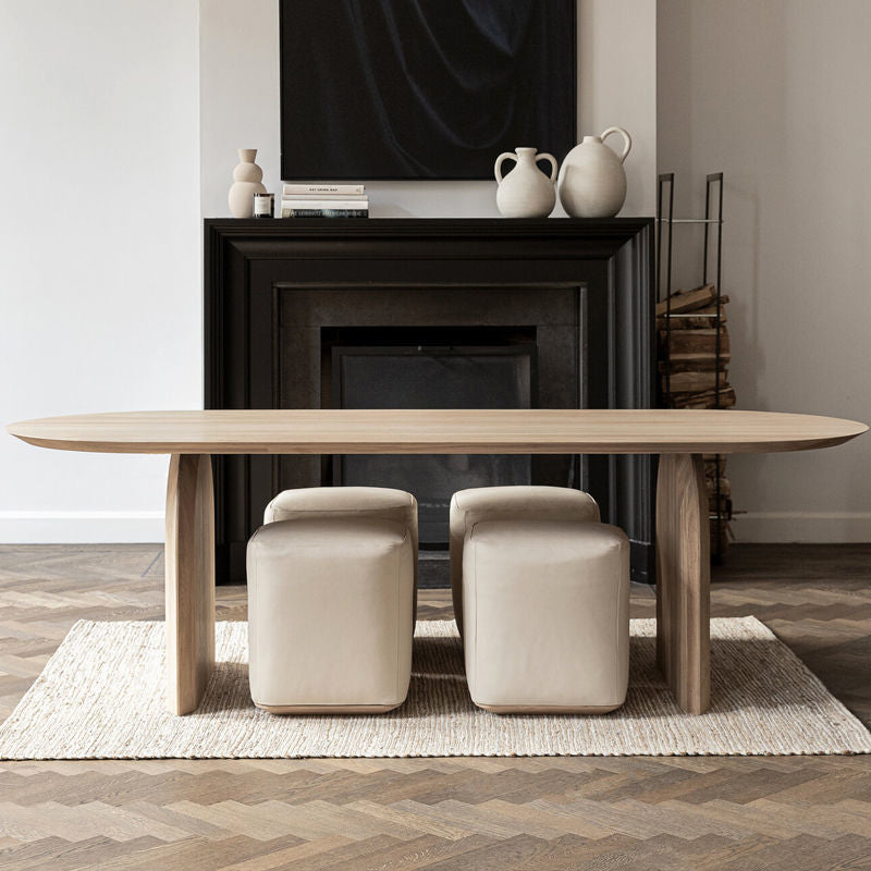 Oval Dining Table Pine Solid Wood Dining Table with Double Pedestal Natural 55.1"L x 27.6"W x 29.5"H Without Chairs Clearhalo 'Dining Tables & Seating' 'Dining Tables' 'dining_table' 'furn' 'furn_dining_table' 'Furniture' 'Kitchen & Dining Furniture' 5997861