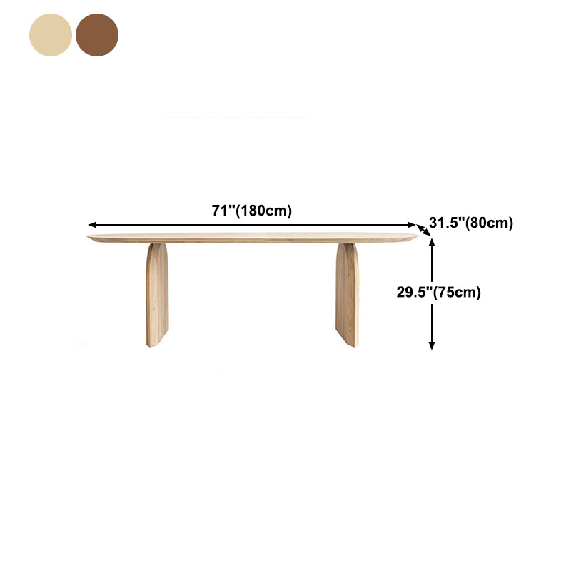 Oval Dining Table Pine Solid Wood Dining Table with Double Pedestal Clearhalo 'Dining Tables & Seating' 'Dining Tables' 'dining_table' 'furn' 'furn_dining_table' 'Furniture' 'Kitchen & Dining Furniture' 5997866