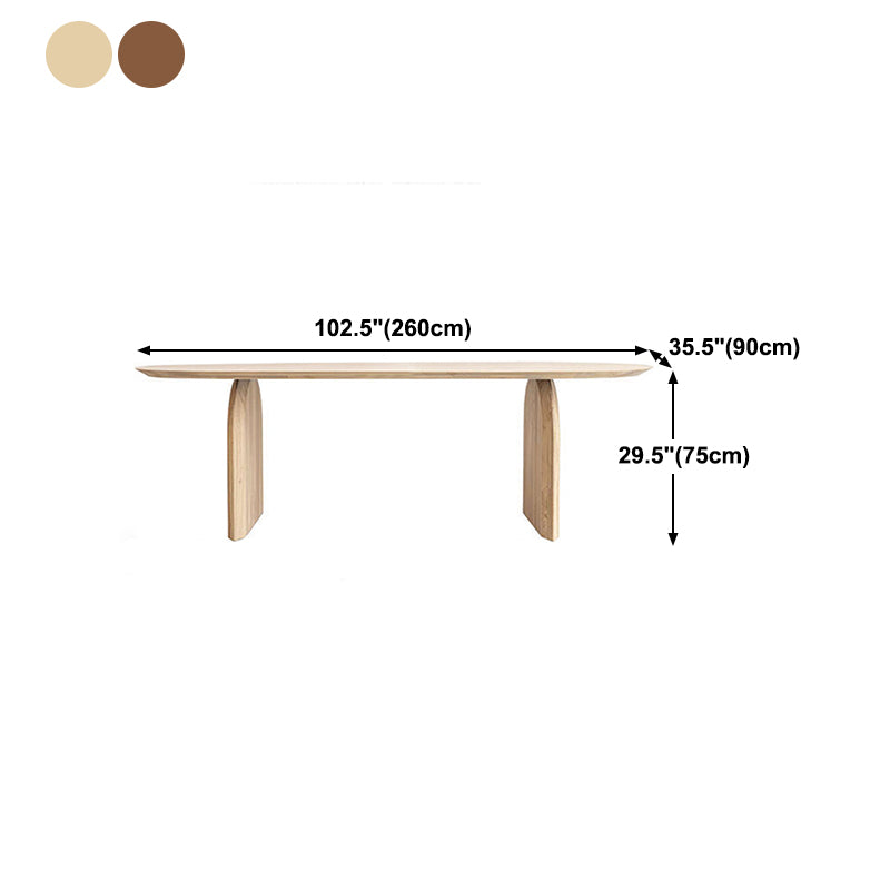 Oval Dining Table Pine Solid Wood Dining Table with Double Pedestal Clearhalo 'Dining Tables & Seating' 'Dining Tables' 'dining_table' 'furn' 'furn_dining_table' 'Furniture' 'Kitchen & Dining Furniture' 5997870
