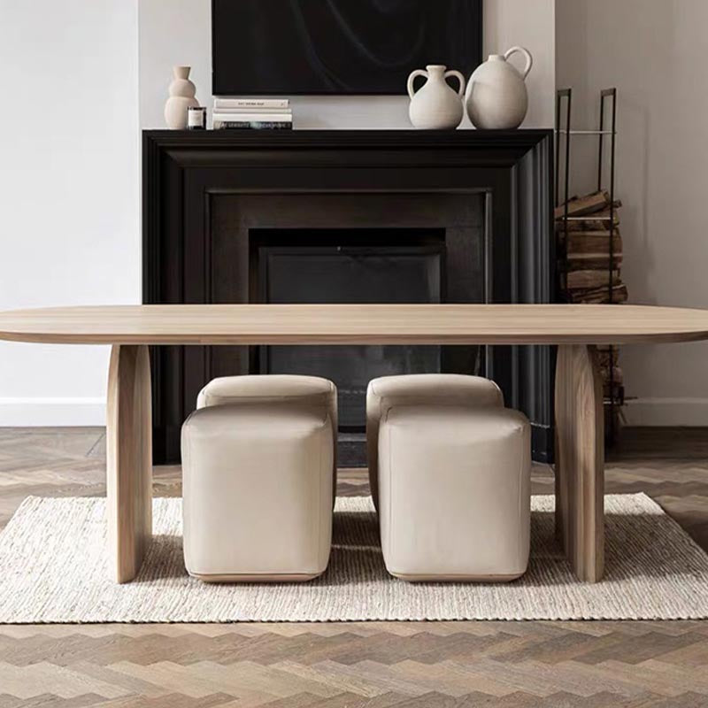 Table à manger en bois massif ovale meubles modernes avec double piédestal pour le bureau