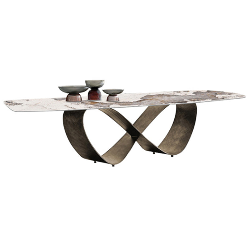 Steen bovenste eettafel industriële rechthoekige tafel met voetstukbasis