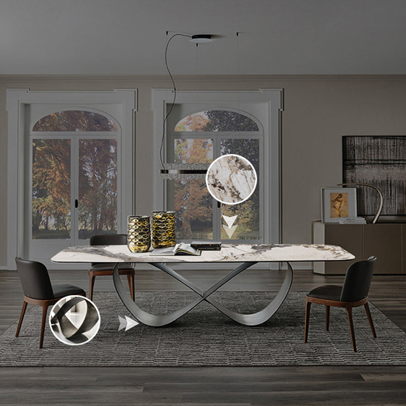 Stone Top Esstisch Industrial Rechtecktisch mit Sockelbasis