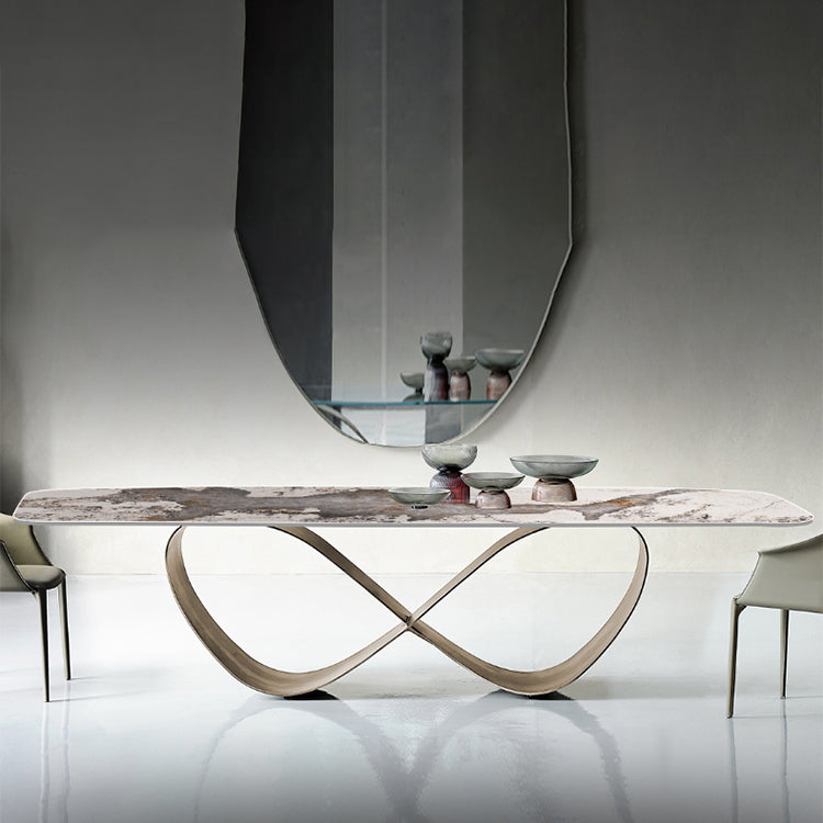 Steen bovenste eettafel industriële rechthoekige tafel met voetstukbasis