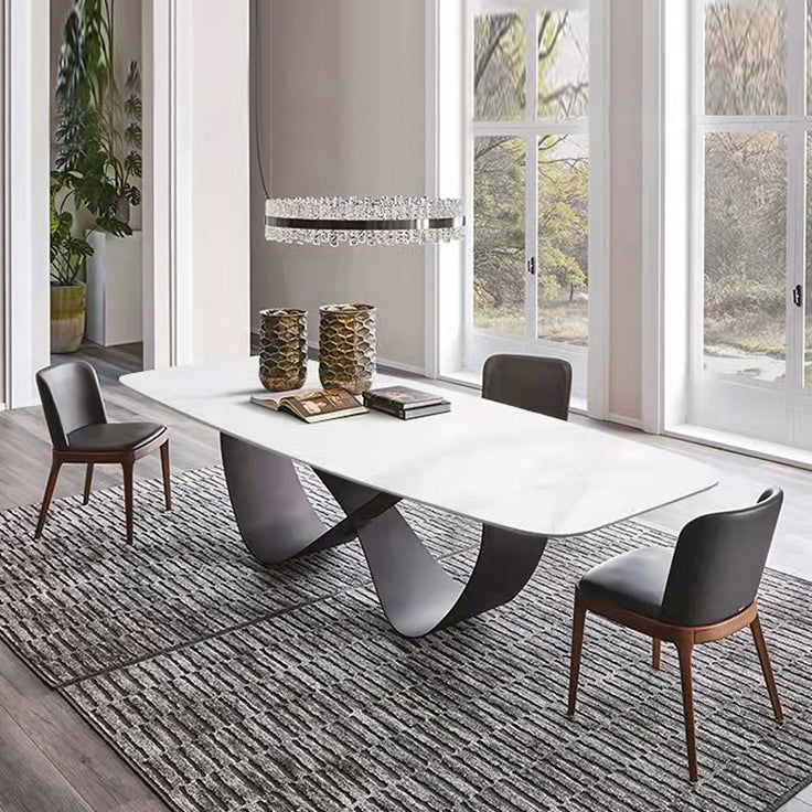 Mesa de comedor de piedra mesa industrial con base de pedestal