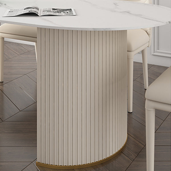 楕円形の石のトップダイニングテーブルキッチン用の伝統的な高級ダイニングテーブル