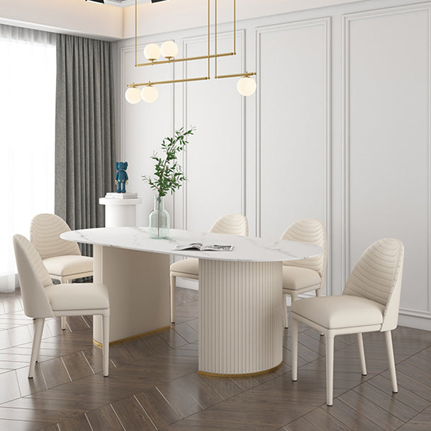 Mesa de comedor de piedra ovalada mesa de comedor de lujo tradicional para cocina