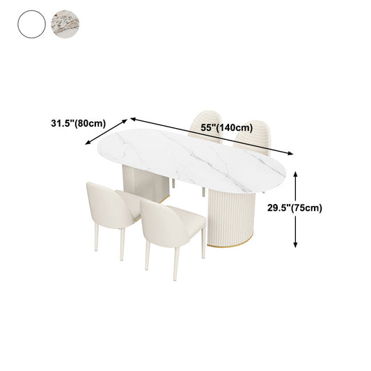 Oval Stone Top Esstisch traditioneller Luxus -Esstisch für Küche
