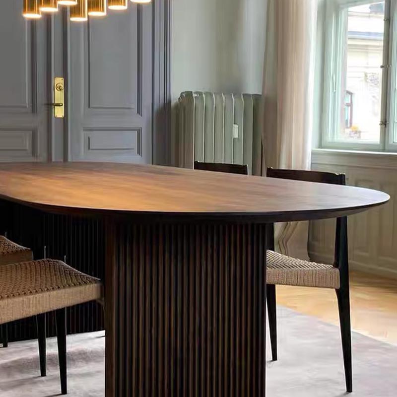 Oval Solid Wood Dining Table Modern Brown-natural Furniture with Double Pedestal Home Clearhalo 'Dining Tables & Seating' 'Dining Tables' 'dining_table' 'furn' 'furn_dining_table' 'Furniture' 'Kitchen & Dining Furniture' 5997974