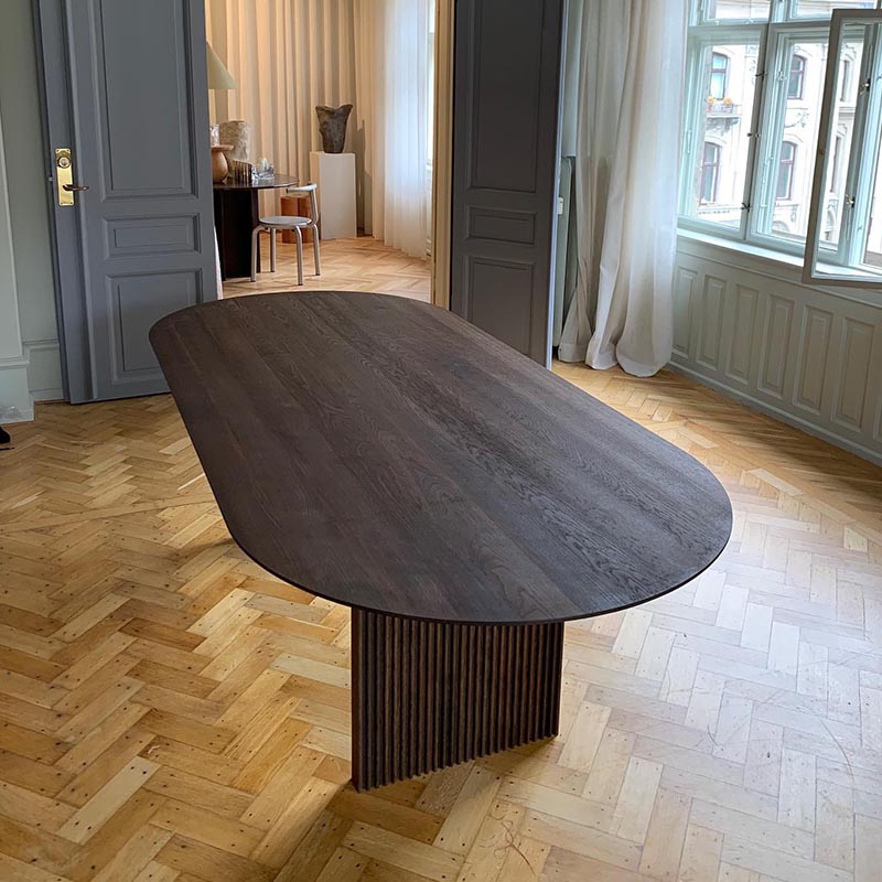 Oval Solid Wood Dining Table Modern Brown-natural Furniture with Double Pedestal Home Clearhalo 'Dining Tables & Seating' 'Dining Tables' 'dining_table' 'furn' 'furn_dining_table' 'Furniture' 'Kitchen & Dining Furniture' 5997977