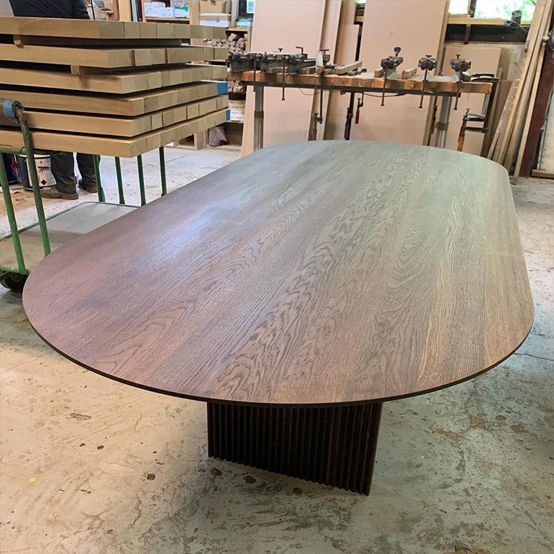 Oval Solid Wood Dining Table Modern Brown-natural Furniture with Double Pedestal Home Clearhalo 'Dining Tables & Seating' 'Dining Tables' 'dining_table' 'furn' 'furn_dining_table' 'Furniture' 'Kitchen & Dining Furniture' 5997978