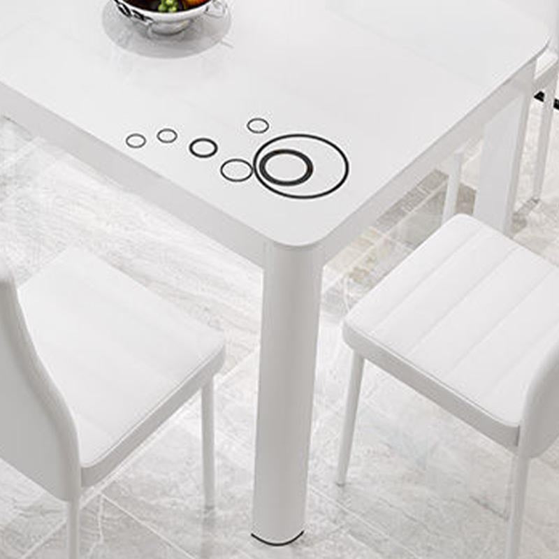 Mesa de comedor de vidrio rectangular muebles modernos en blanco negro con 4 patas en acabado mate