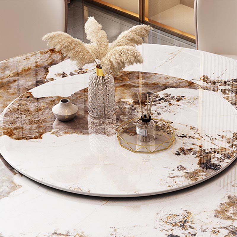 Round Sintered Stone Dining Table Modern Turntable Furniture with Pedestal Base for Home Clearhalo 'Dining Tables & Seating' 'Dining Tables' 'dining_table' 'furn' 'furn_dining_table' 'Furniture' 'Kitchen & Dining Furniture' 5998047