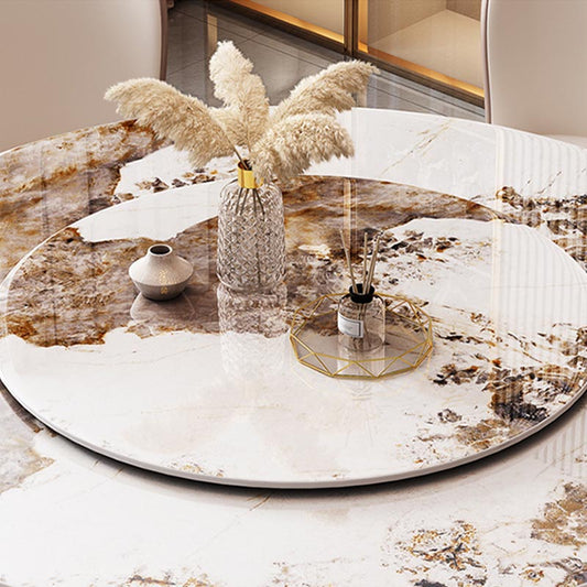 Round Sintered Stone Dining Table Modern Turntable Furniture with Pedestal Base for Home Clearhalo 'Dining Tables & Seating' 'Dining Tables' 'dining_table' 'furn' 'furn_dining_table' 'Furniture' 'Kitchen & Dining Furniture' 5998047