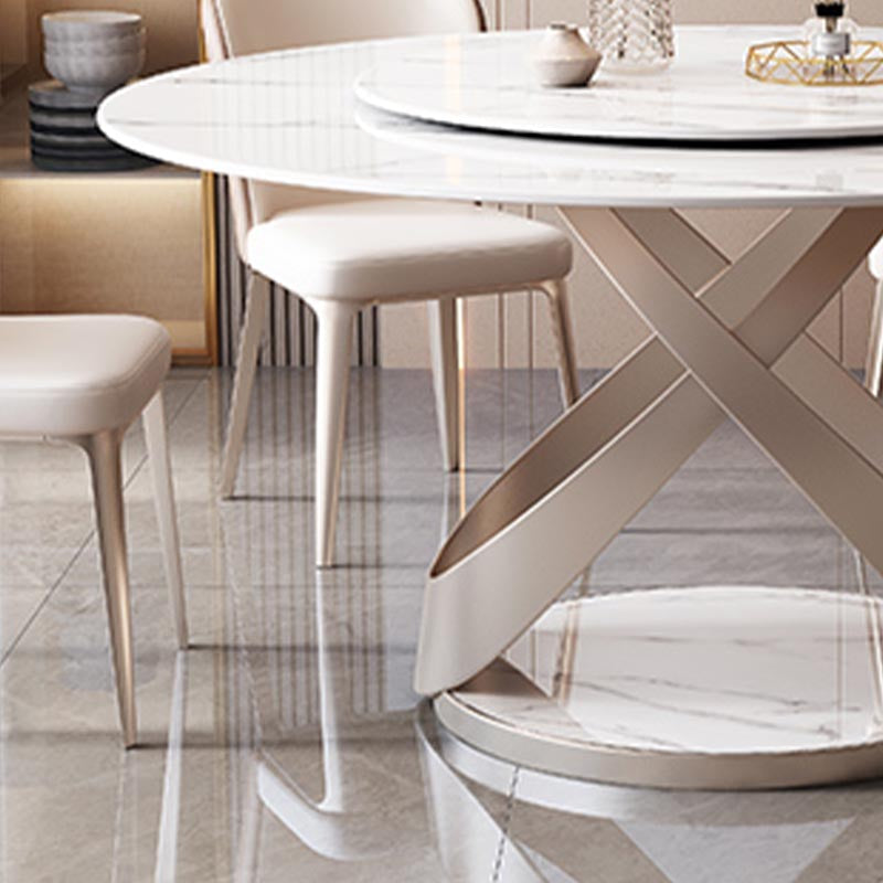 Round Sintered Stone Dining Table Modern Turntable Furniture with Pedestal Base for Home Clearhalo 'Dining Tables & Seating' 'Dining Tables' 'dining_table' 'furn' 'furn_dining_table' 'Furniture' 'Kitchen & Dining Furniture' 5998049