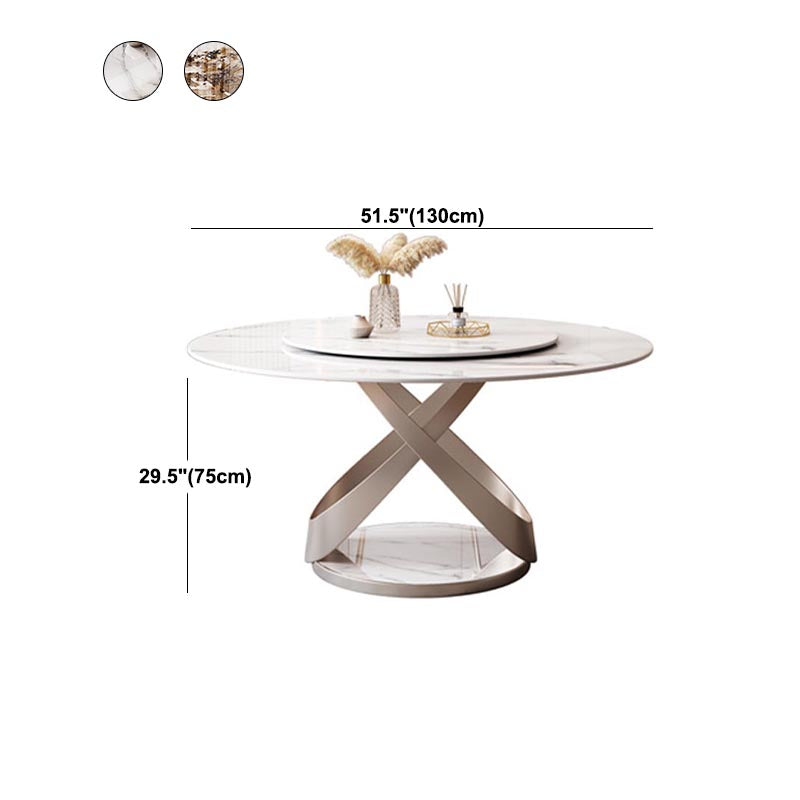 Round Sintered Stone Dining Table Modern Turntable Furniture with Pedestal Base for Home Clearhalo 'Dining Tables & Seating' 'Dining Tables' 'dining_table' 'furn' 'furn_dining_table' 'Furniture' 'Kitchen & Dining Furniture' 5998053