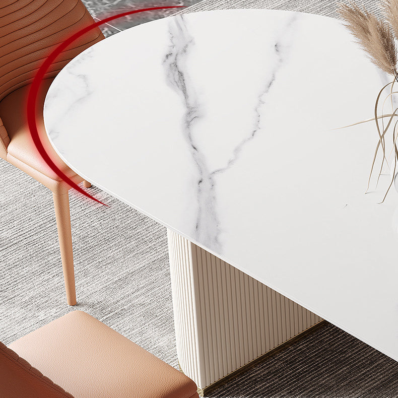 Oval Dining Table Traditional Luxury Stone Dining Table with Double Pedestal Clearhalo 'Dining Tables & Seating' 'Dining Tables' 'dining_table' 'furn' 'furn_dining_table' 'Furniture' 'Kitchen & Dining Furniture' 5998076