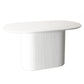 White Top Dining Table Contemporary Oval Dining Table with Pedestal Base Wood White Clearhalo 'Dining Tables & Seating' 'Dining Tables' 'dining_table' 'furn' 'furn_dining_table' 'Furniture' 'Kitchen & Dining Furniture' 5998087