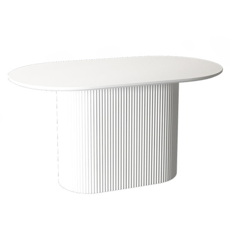 White Top Dining Table Contemporary Oval Dining Table with Pedestal Base Wood White Clearhalo 'Dining Tables & Seating' 'Dining Tables' 'dining_table' 'furn' 'furn_dining_table' 'Furniture' 'Kitchen & Dining Furniture' 5998087