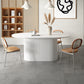 White Top Dining Table Contemporary Oval Dining Table with Pedestal Base Wood White 78.7"L x 31.5"W x 29.5"H Clearhalo 'Dining Tables & Seating' 'Dining Tables' 'dining_table' 'furn' 'furn_dining_table' 'Furniture' 'Kitchen & Dining Furniture' 5998088