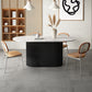 White Top Dining Table Contemporary Oval Dining Table with Pedestal Base Stone Black Clearhalo 'Dining Tables & Seating' 'Dining Tables' 'dining_table' 'furn' 'furn_dining_table' 'Furniture' 'Kitchen & Dining Furniture' 5998089