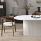 White Top Dining Table Contemporary Oval Dining Table with Pedestal Base Clearhalo 'Dining Tables & Seating' 'Dining Tables' 'dining_table' 'furn' 'furn_dining_table' 'Furniture' 'Kitchen & Dining Furniture' 5998092
