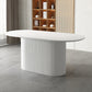 White Top Dining Table Contemporary Oval Dining Table with Pedestal Base Clearhalo 'Dining Tables & Seating' 'Dining Tables' 'dining_table' 'furn' 'furn_dining_table' 'Furniture' 'Kitchen & Dining Furniture' 5998093
