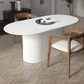 White Top Dining Table Contemporary Oval Dining Table with Pedestal Base Clearhalo 'Dining Tables & Seating' 'Dining Tables' 'dining_table' 'furn' 'furn_dining_table' 'Furniture' 'Kitchen & Dining Furniture' 5998095